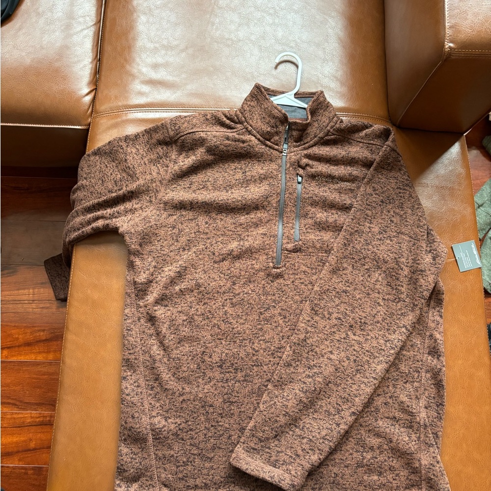 Eddie Bauer Men's Brown Quarter-Zip Sweater